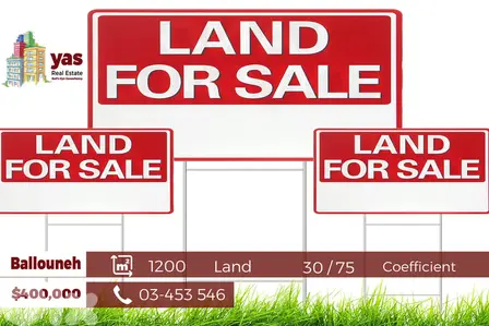 Ballouneh 1200m2 | 30/75 Coefficient | Perfect Investment | View | WA
