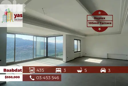 Baabdat 330m2 | 105m2 Terrace | New Duplex | Luxury | View | OH