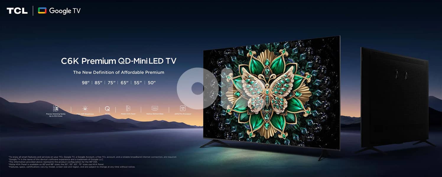 TCL C6K 55” 65” 75” 85” 98” 240Hz QD-MiniLED + free wall bracket 5