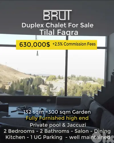 132 sqm + 300 sqm Terrace luxurious Chalet for sale in Tilal Faqra