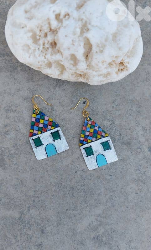 HOME shape handmade brass  earrings 1