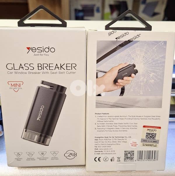 YESIDO GLASS BREAKER CAR WINDOW BREAKER WITH SEAT BELT CUTTER C248 0