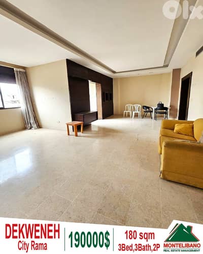 180 sqm Apartment For Sale in Dekweneh (City Rama) with City View