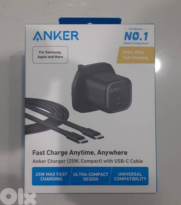 Anker charger 25w compact with usb-c cable 18$ 0