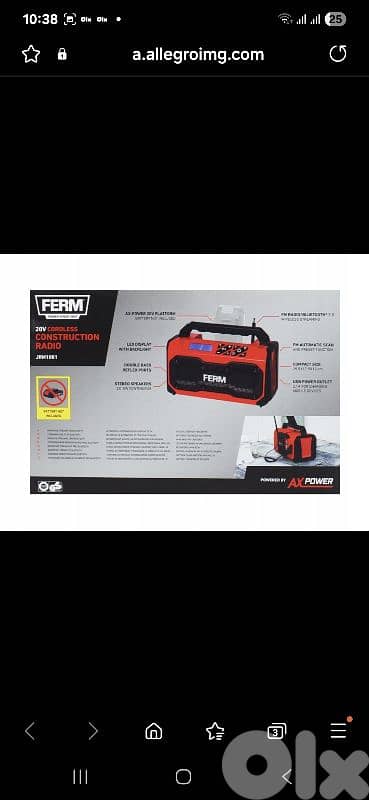 FERM Bluetooth radio_ 20-volt battery. + cordless polisher/4$ delivery 2
