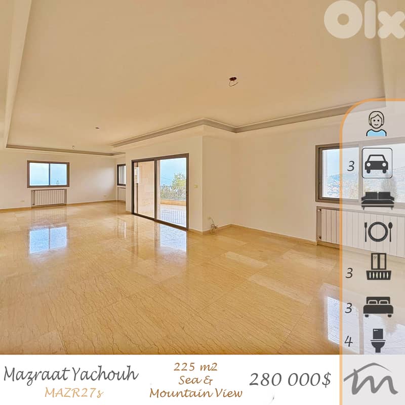 Mazraat Yashouh | Great Building Status | Huge Balcony | Open View 0