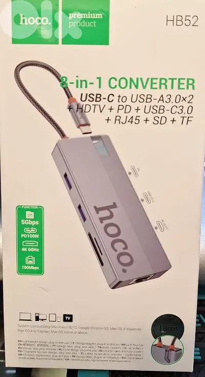 HOCO 8-IN-1 CONVERTER USB-C TO USB-A