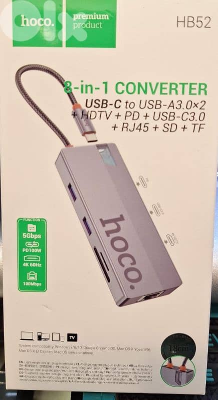 HOCO 8-IN-1 CONVERTER USB-C TO USB-A 0