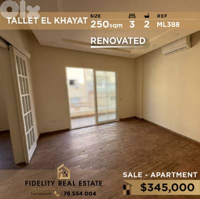 Apartment for sale in Tallet El Khayat ML388 شقة  للبيع في تلة الخياط