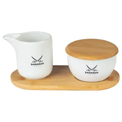 Elegant Set – Sugar Bowl & Milk Jug with Tray (4 pcs)