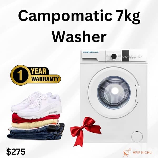 Campomatic Samsung 7kg White Grey Washing Machine غسالة 0