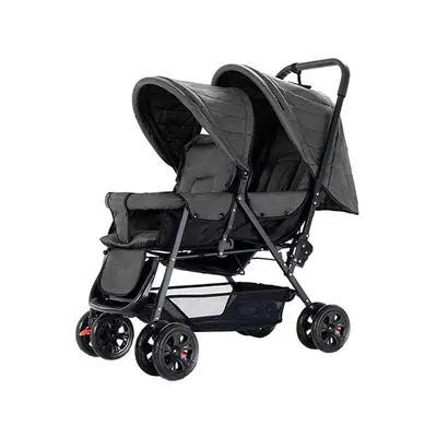 Double Baby Stroller with Hooks - عربة أطفال مزدوجة مع خطافات