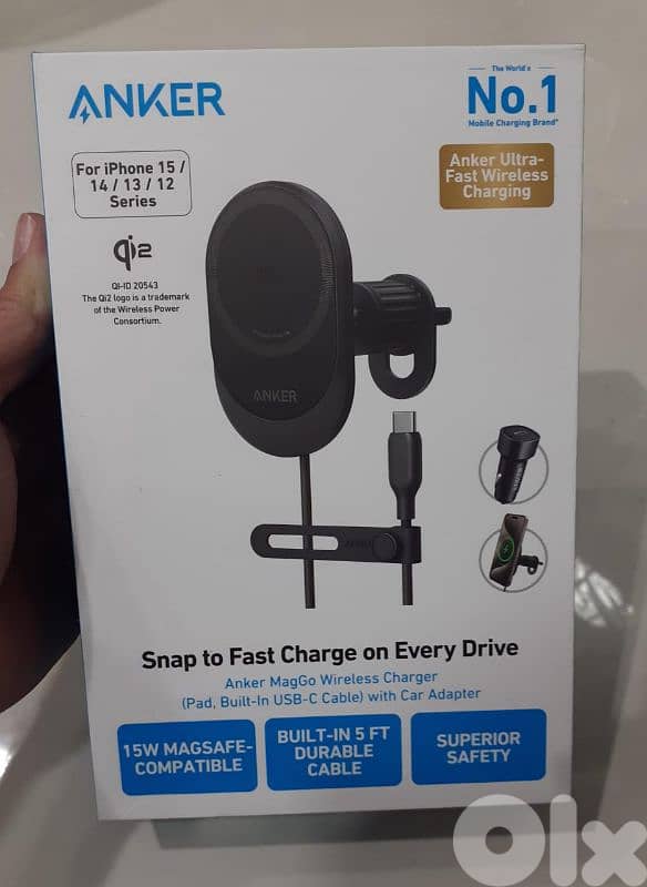 Anker MagGo Wireless Charger 15w Snap To Fast Charge With Car Adapter 0