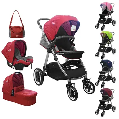 Baby Stroller With Portable Bed Car Seat And Mommy Bag - عربة أطفال