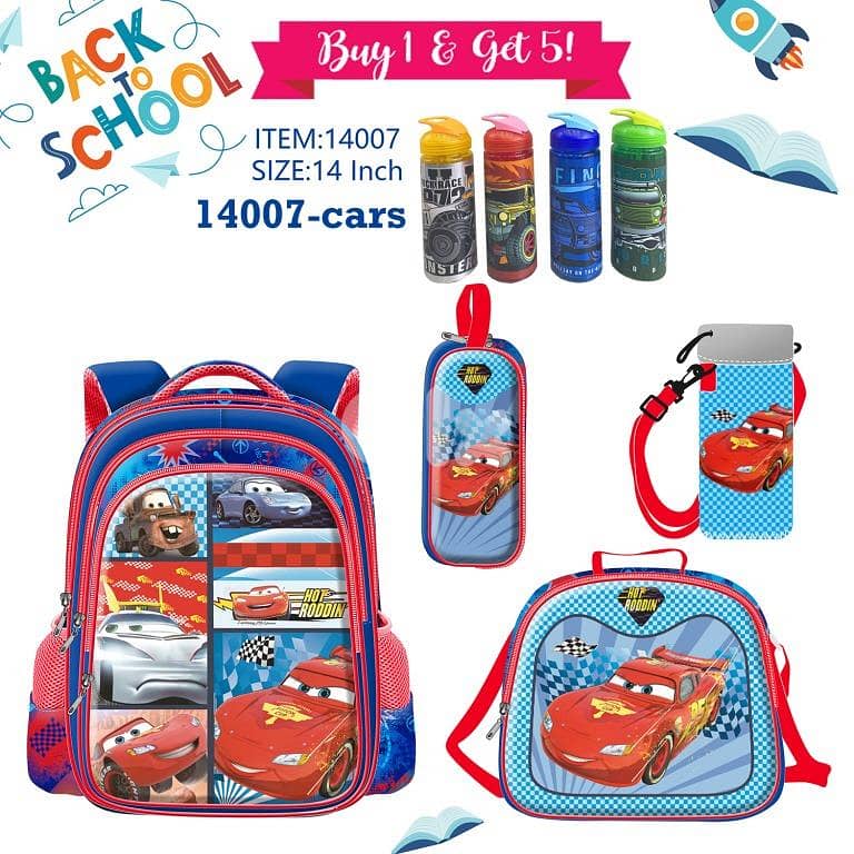 Genius 3D Character Kids School Bag 5Pcs Set 14"- حقيبة مدرسية للأطفال 2