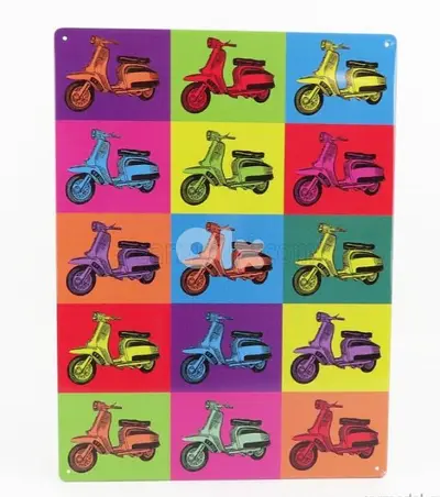 Lambretta Motorcycle Pop Art Metal Plate Deco