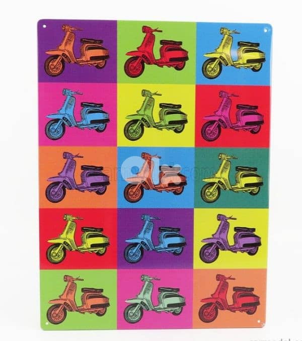 Lambretta Motorcycle Pop Art Metal Plate Deco 0