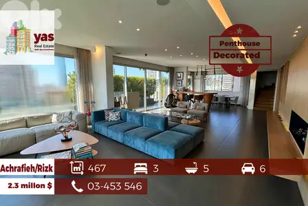 Achrafieh/Rizk 467m2 | Penthouse | Amazing View | High End | OH