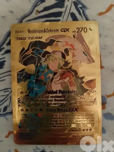 Reshiram and zekrom pokemon golden card.