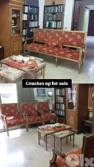 Couches with marbe tables صالون مع طاولات رخام
