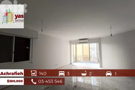 Achrafieh 140m2 | Well Lighted | Prime Location | Renovated | AA/EL