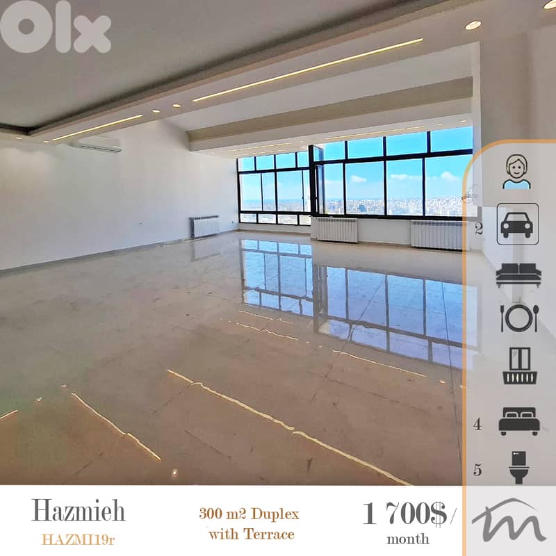 Hazmiyeh | Signature 300m² Duplex | Lux 4 Bedrooms Rental | Terrace 0