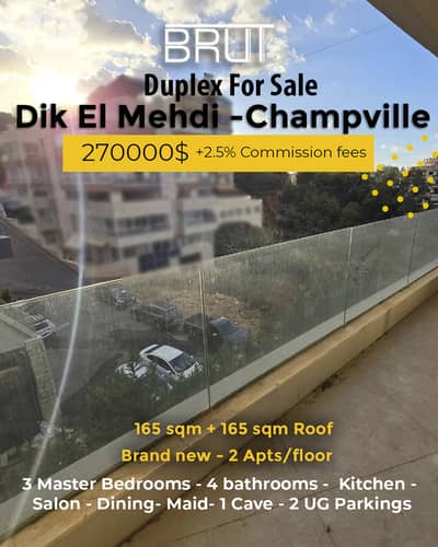 Duplex for sale in dik el Mehdi champville