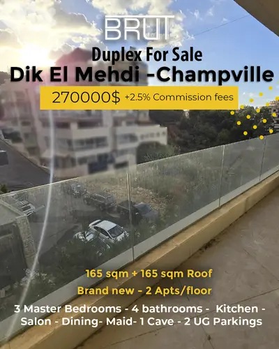 Duplex for sale in dik el Mehdi champville