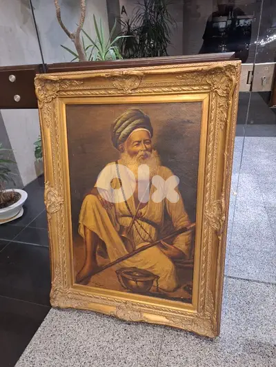 لوحة رسم زيتي شرقي انتيك رائعة جدا ومميزة مع كادر خشب