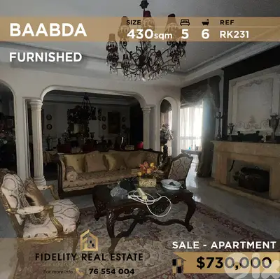 Apartment for sale in Baabda RK231 شقة مفروشة للبيع في بعبدا