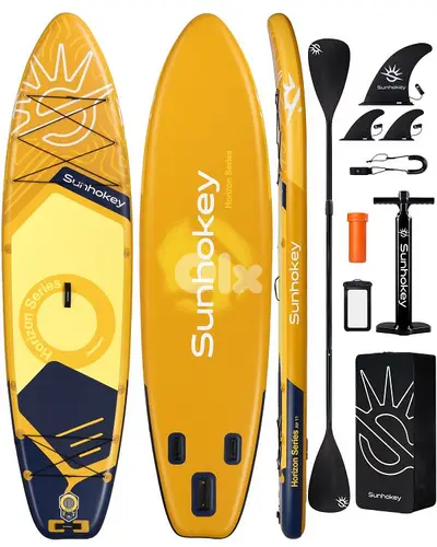 SUNHOKEY (YELLOW) Stand Up Paddle Board (SUP) + D-rings for kayak seat