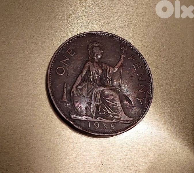 England 1938 large bronze one penny KGVI 1