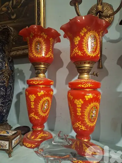 طقم قنديل اوبالين انتيك عدد٢ حجم كبير