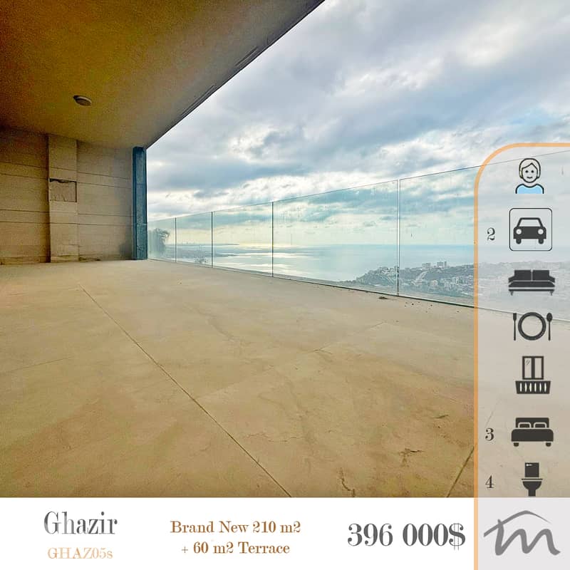 Ghazir | Signature | Brand New 215m² + 60m² Terrace | Open Sea View 0