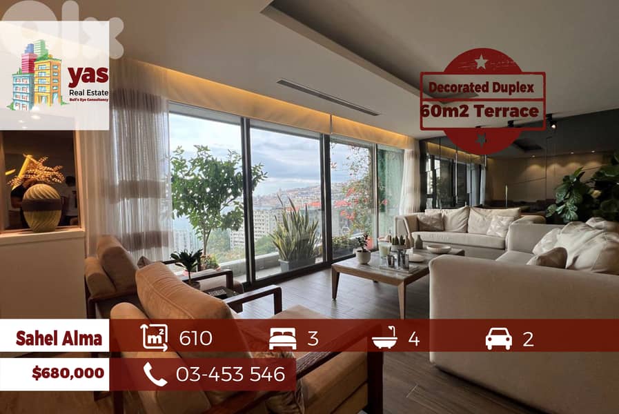 Sahel Alma 610m2 | 60m2 Terrace | Decorated Duplex | Panoramic View|EH 0