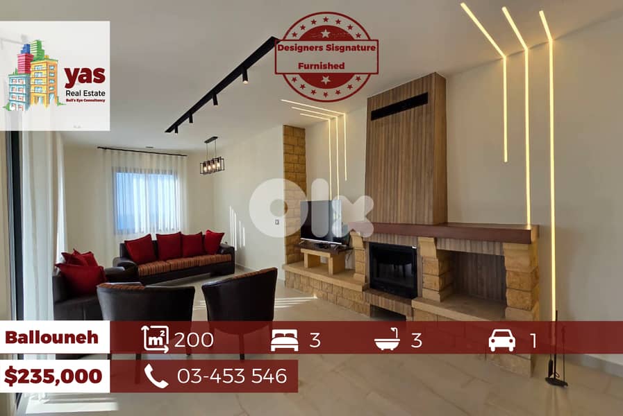 Ballouneh 200m2 | Designer’s Signature | Furnished |Panoramic View |TO 0