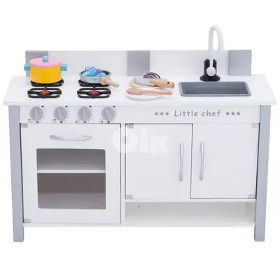 Wooden Kitchen With Sink 80x30x54 CM - مطبخ خشبي للأطفال مع حوض غسيل