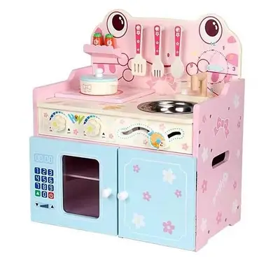 Wooden Kitchen Playset With Accessories 40x30x21 CM - طقم مطبخ خشبي