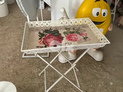 vintage metallic tray with stand