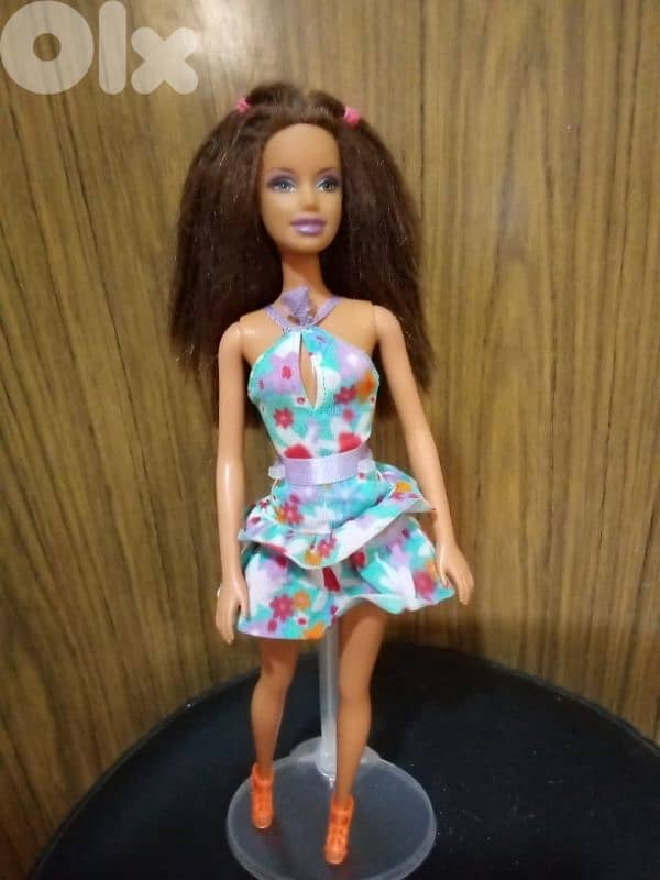 Barbie GLITZ Brunette as new doll in floral dress2005 Unflexi+Shoes=20 0
