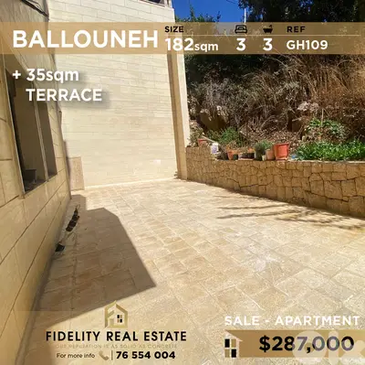 Apartment for sale in Ballouneh GH109 شقة للبيع في بلونة