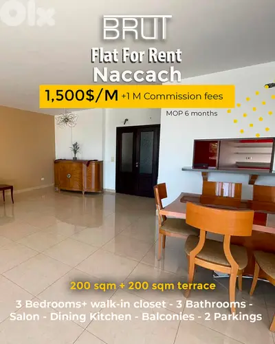 Fully furnished luxurious apartment- 200 terrace for rent in naccach