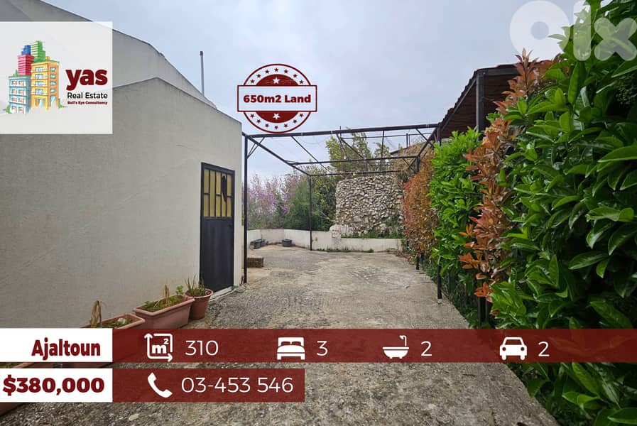 Ajaltoun 310m2 | 650m2 Land | Two Floors | Open View | TO 0