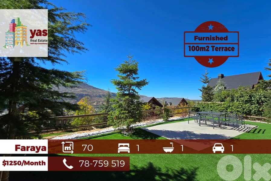 Faraya 70m2 | 100m2 Terrace | Furnished | Rent | Calm Area | DA/EH 0
