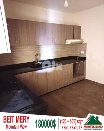 120 sqm Apartment For Sale in Beit Mery with 80 sqm Terrace + View