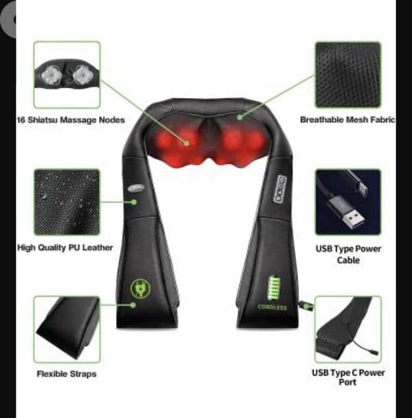 Cotsoco wireless neck massager Shiatsu massage device+heat/4$ delivery 1
