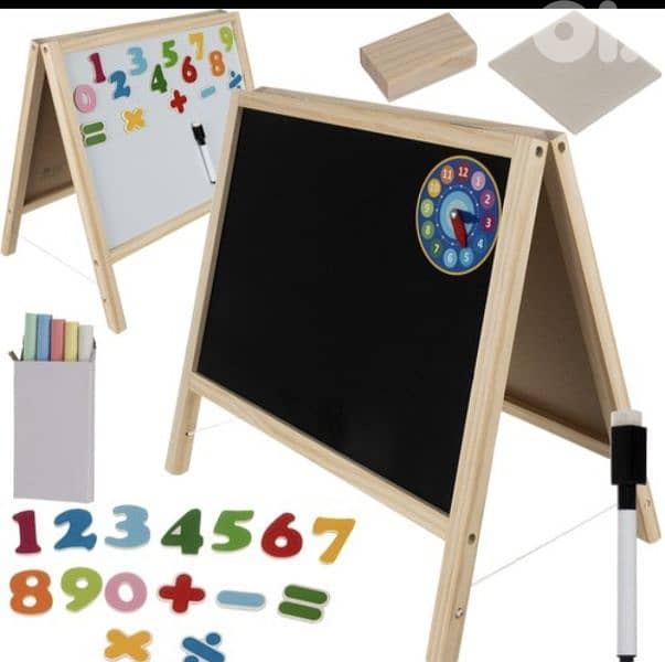 Double-sided magnetic chalk & dry erase board for kids/4' delivery 1