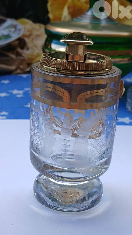 Cristal Table Lighter and Ashtray 1
