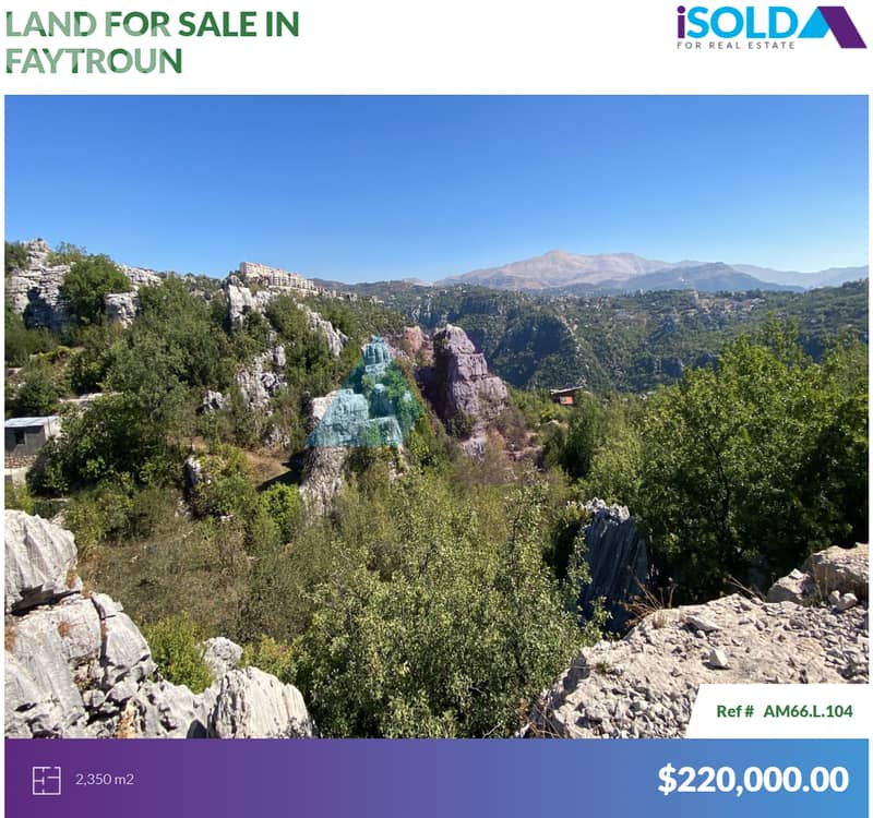 2350m2 Prime Land+mountain view 4sale in Faytroun- أرض للبيع في فيطرون ...
