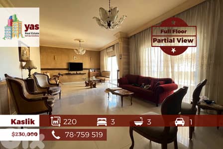 Kaslik 220m2 | Well Maintained | Partial View | Calm Area | EH